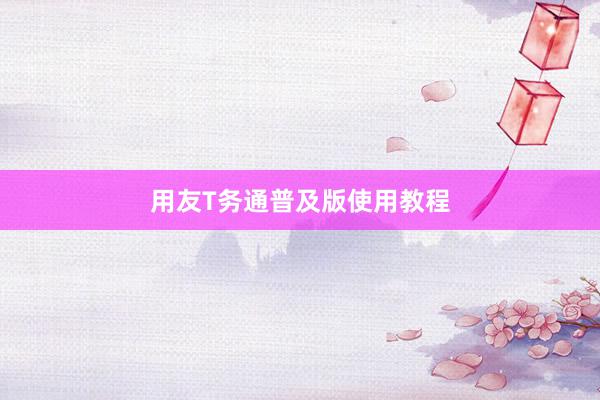 用友T务通普及版使用教程